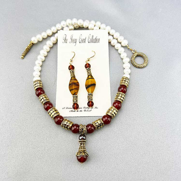 Carnelian & Pearl Necklace -5
