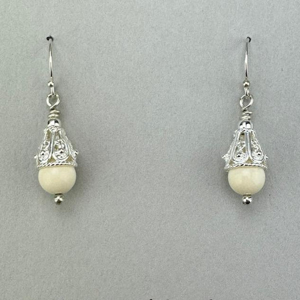 Mammoth Ivory 7mm Bead Earrings (P)