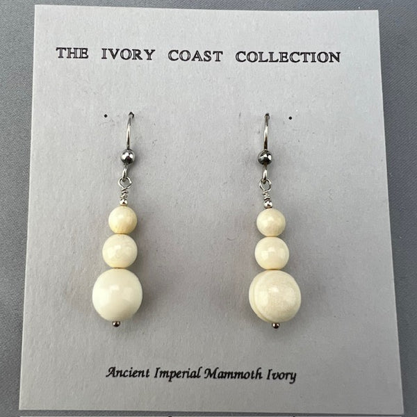 Mammoth Ivory 6-10mm Bead Earrings (J)