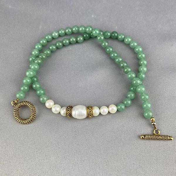 Freshwater Pearl and Aventurine Necklace