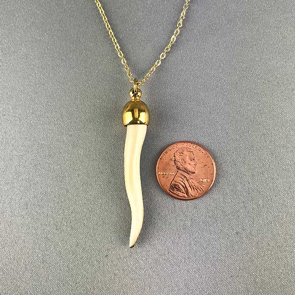 Large Mammoth Ivory Italian Horn Necklace A