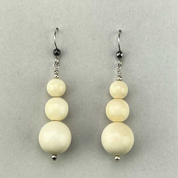 Mammoth Ivory 14-8mm Bead Earrings (S)