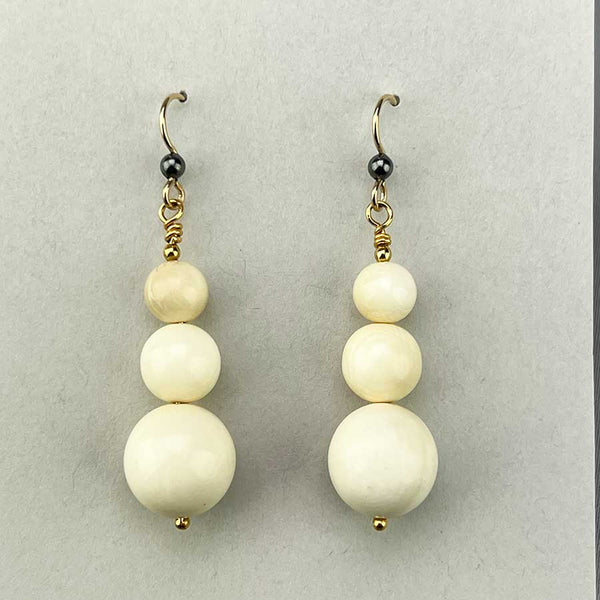 Mammoth Ivory 14-8mm Bead Earrings (T)