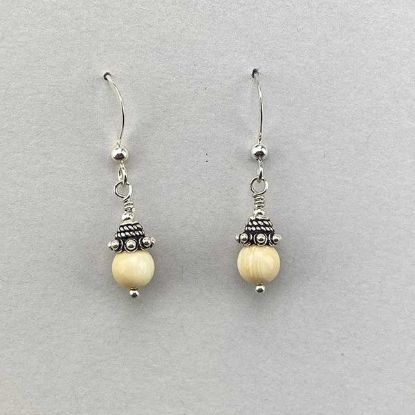 Mammoth Ivory 6mm Bead Earrings (Q)