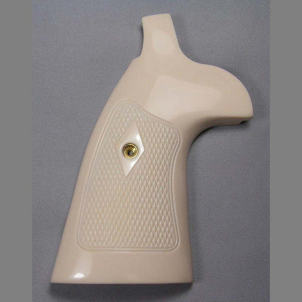S&W N Frame Square Butt Oversized Checkered Simulated Ivory Pistol Grips (Medallions Extra)