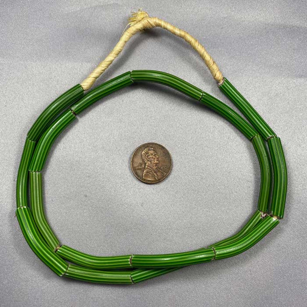Green Chevron Macaroni Trade Beads Necklace