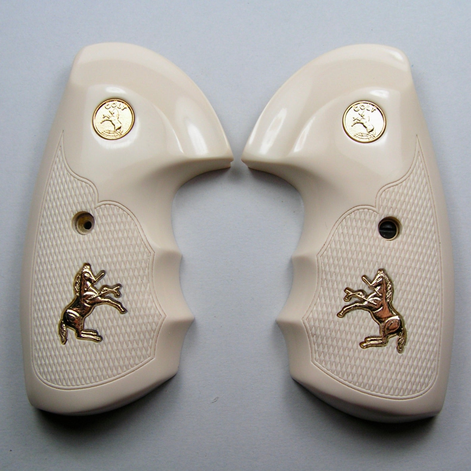 Colt Python Walrus Ivory Colt Python Improved Oversized Checkered with Finger Grooves Simulated ...