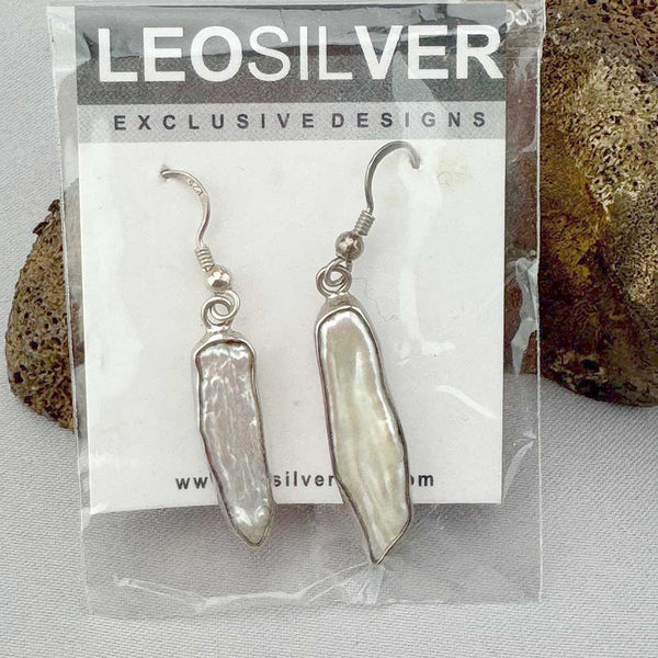 Fresh Water Pearl Sterling Silver Earrings- 14 