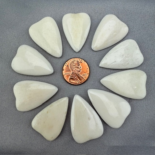 Bone Hearts Polished for Scrimshaw Lot of 10 Pcs. - 10