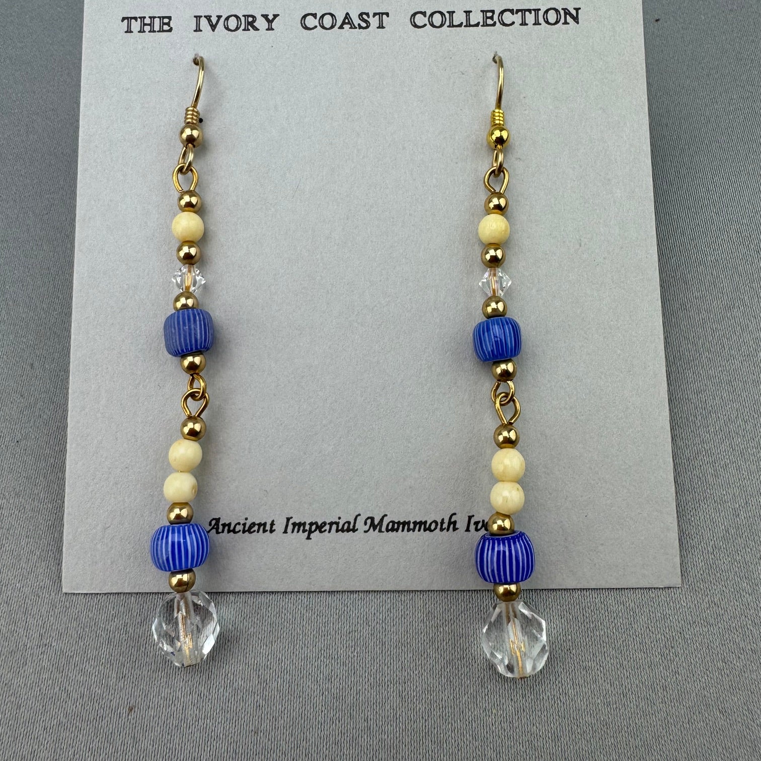 Mammoth Ivory & Antique Trade Bead Earrings 05