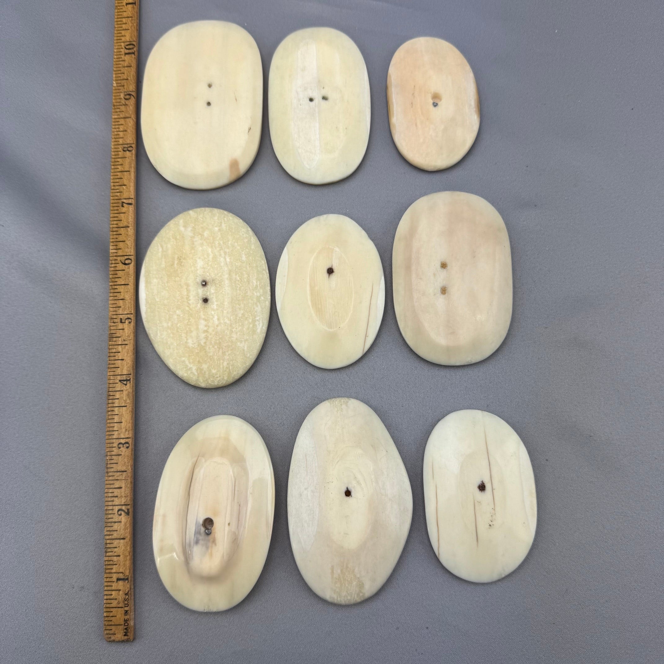 Pre 1972 White Walrus Ivory Cross Cuts 9 Pc. Lot - 10