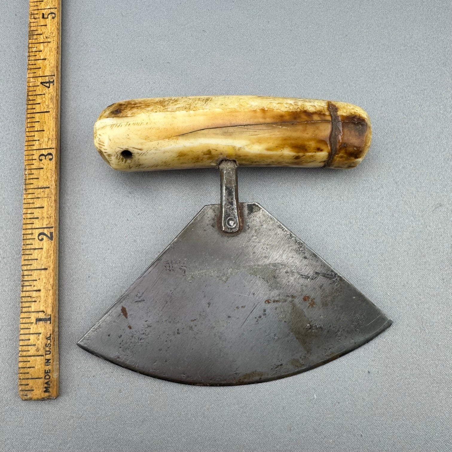 Very Old Fossil Walrus Ivory Handled Ulu - 10