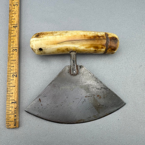 Very Old Fossil Walrus Ivory Handled Ulu - 10