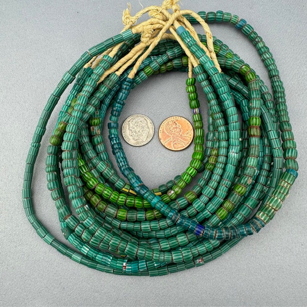 Green Chevron Trade Beads mixed
