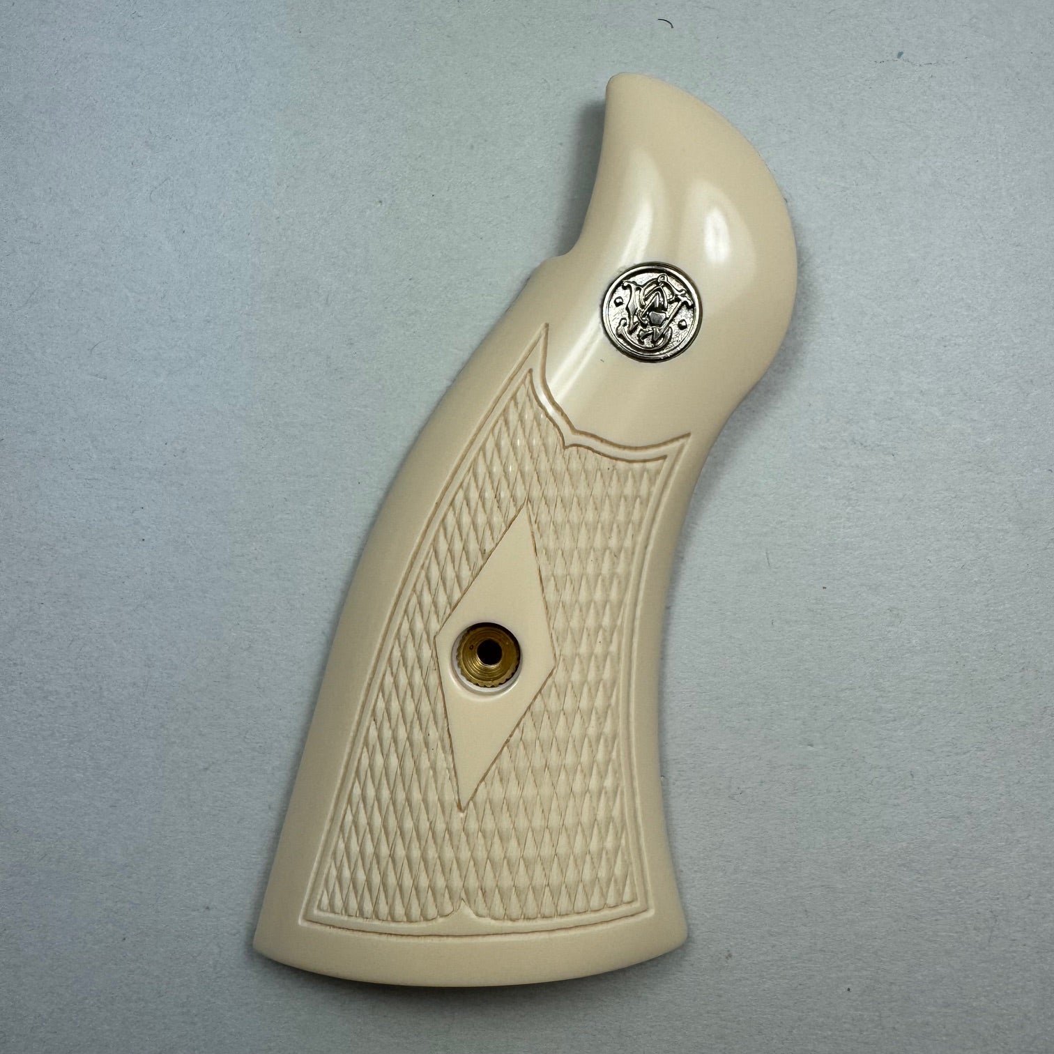 S&W K Frame Square Butt Checkered Simulated Ivory Pistol Grips