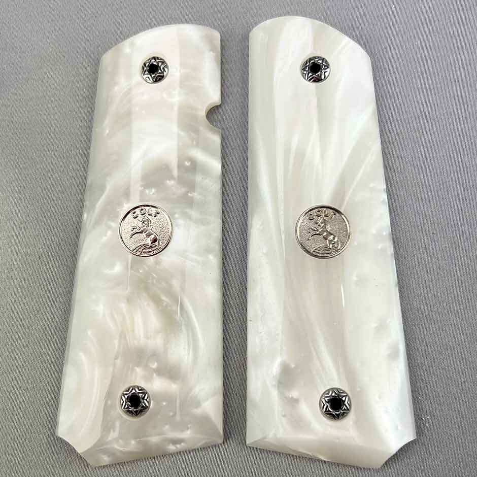 Simulated White Pearl 1911 Standard Grips silverColt