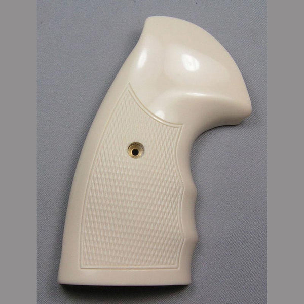 Colt Python Oversized Checkered with Finger Grooves Simulated Ivory Pistol Grips