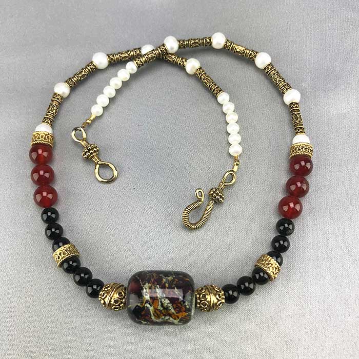 Fresh Water Pearl & Custom Bead Necklace 08