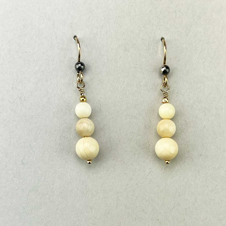 Mammoth Ivory 4-7mm Bead Earrings (H)