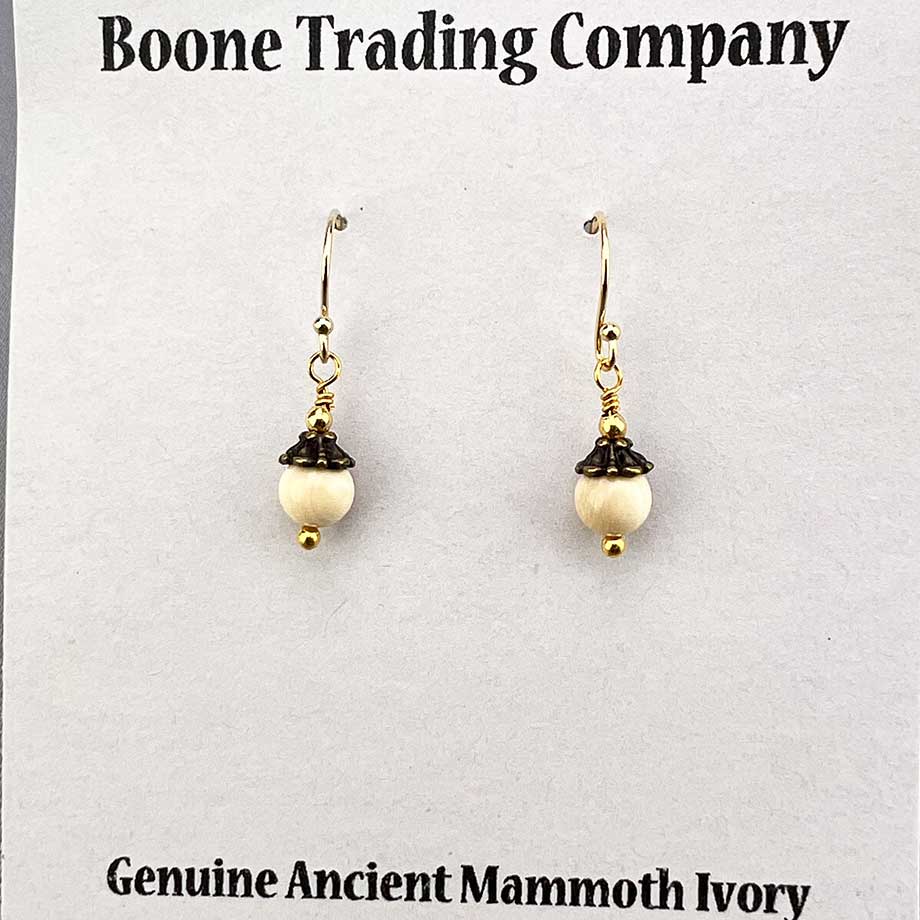Mammoth Ivory 6mm Bead Earrings (P)