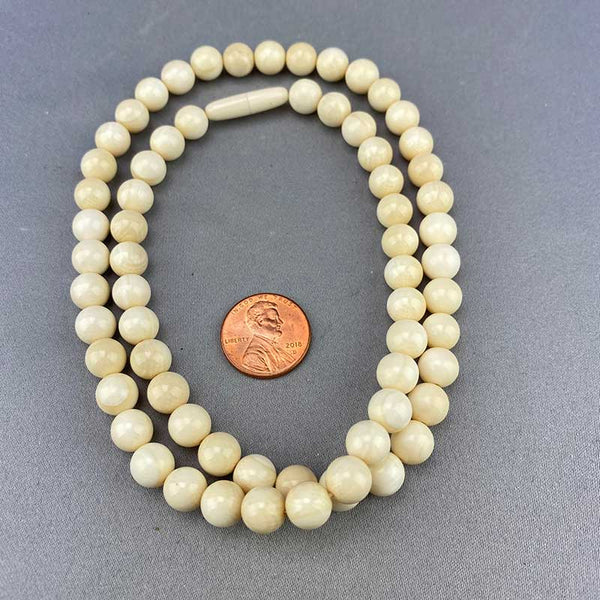 Mammoth Ivory Bead Necklace w/ Clasp - 8mm