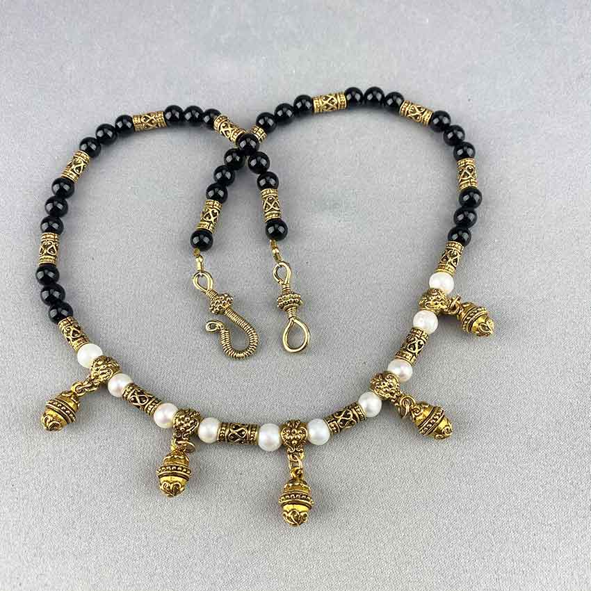 Pearl and Onyx Etruscan Style Necklace 05