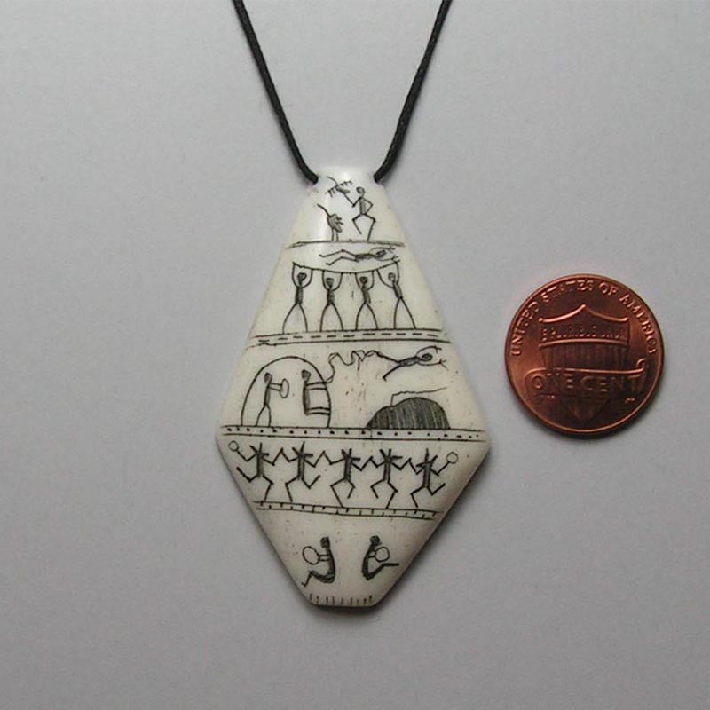 Scrimshawed Bone Pendant with Eskimo Pictographs 3