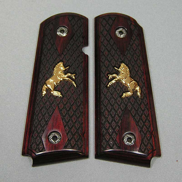 1911 Super Rosewood Spanish Diamonds Compact with Rampant Gold Colt Horse