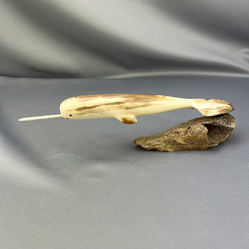 Vintage Alaskan Native Walrus Ivory Narwhal Carving 02