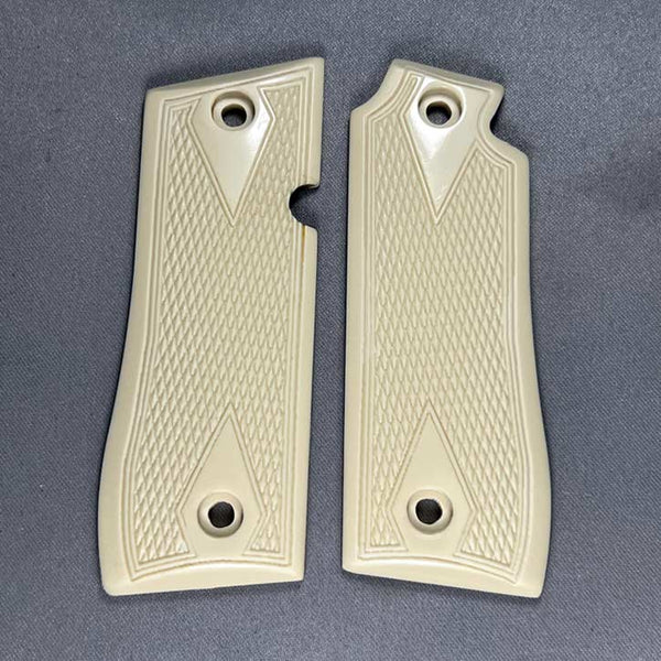 Colt New Government 380 Simulated Ivory Checkered Pistol Grips