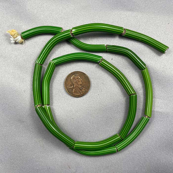 Green Chevron Macaroni Trade Beads